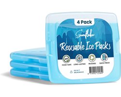 Mini Koelelementen voor Koeltas & Koelbox - Platte Mini Vrieselementen met Gel voor Lunchbox - 4 Stuks - Sunflake