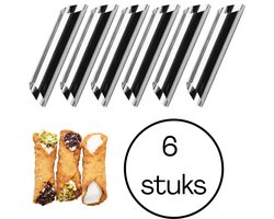 Set van 6 Cannoli Vormen - cannoli buisjes - bakvorm - vaatwasmachine bestendig - italiaans bakken - rvs - dessert uit Italië