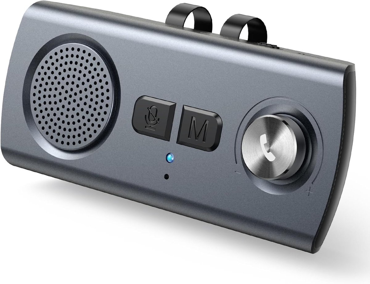 Bluetooth 5.3 Handsfree Carkit - Zonneklep Autoluidspreker met GPS en Siri Google Assistant, 800mAh Batterij