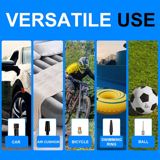 ISHIVA Elektrische Fietspomp - Bandenpomp Auto - Draagbare Luchtcompressor - voor Fiets, Scooter, Motor, Auto - 4500 mah - Tot wel 10.3 bar - USB oplaadbaar - 2 jaar Garantie van Merkloos — afbeelding 4