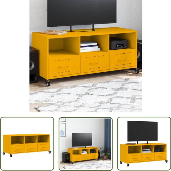 OPLADEN & LED TV-meubel op wielen met Bevestiging en Stopcontacten