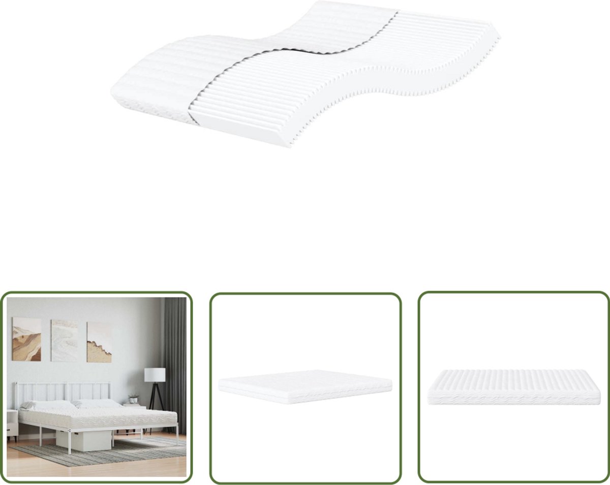 vidaXL Matras - Schuimmatras - Schuimmatras hardheid H2 H3 200x220 cm wit - Topper - Slaapcomfort - Nachtrust