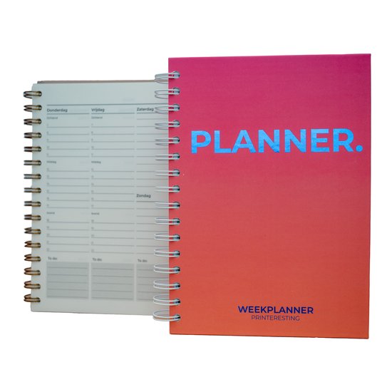 UNIVERSELE WEEKPLANNER - 2025 - Roze Oranje - A5 - Jaaroverzicht - To do lijst - Notities - Verjaardagen