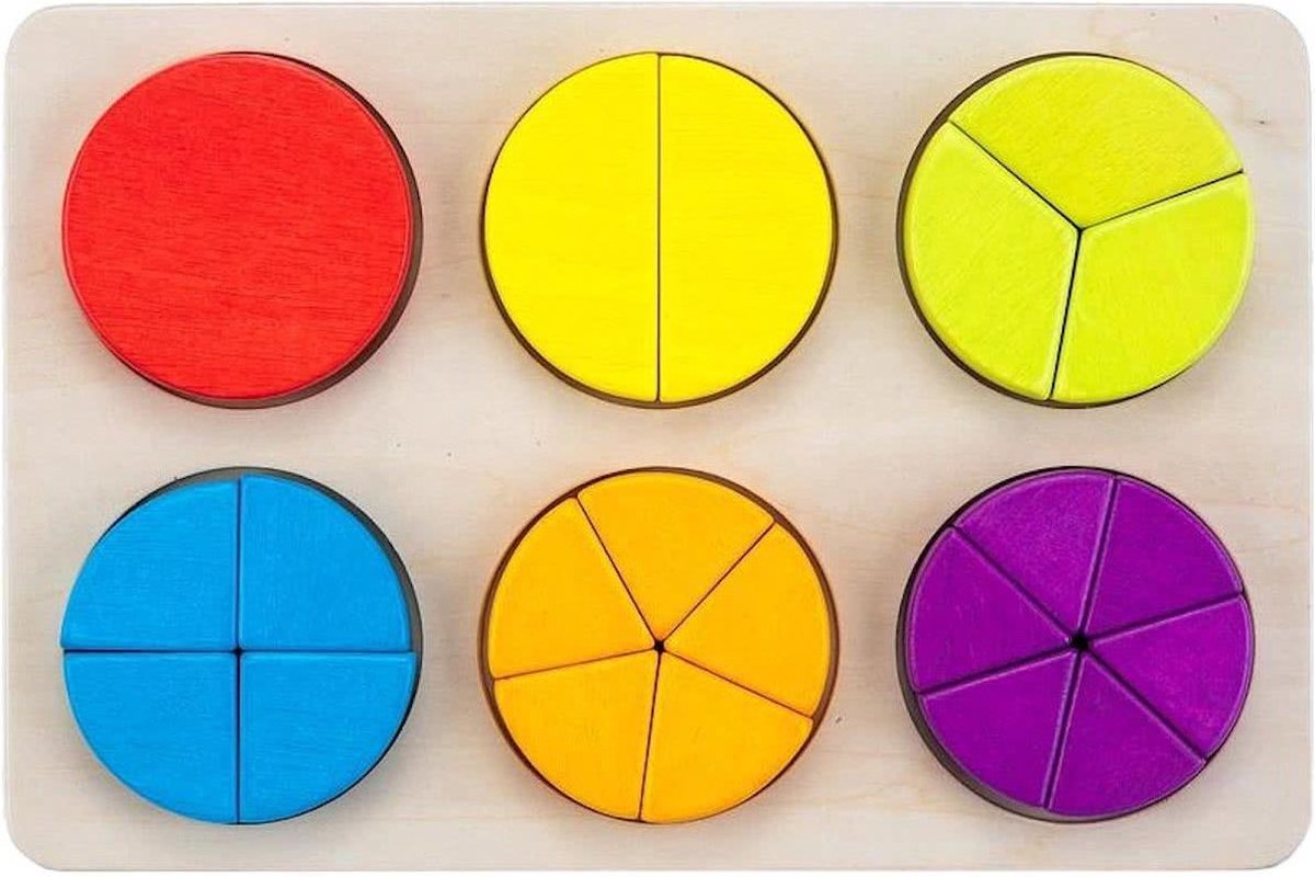 | Geometrisch sorteerbord van rubberhout, afm. 21 x Engelhart leerspel ronde vorm op kleur 21 cm | Blokker