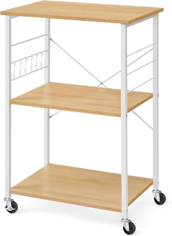 Zaza Home Keukenkast Magnetronkast Bijboard Met Rollen Kantoorkast Keukenauto Met Verstelbare Basis Van Tiltbescherming 604 X 403 X 97 Cm