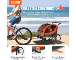 Vevor 88/100 Lbs Kind Fiets Aanhanger Dubbelzits Drager Converteert Naar Kinderwagen Opvouwbare Kinderen Fietsaanhanger Voor Peuters Kinderen Kinderen - AliExpress