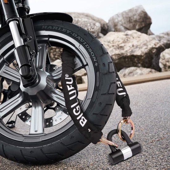 BIGLUFU Motorslot Heavy-Duty Kettingslot - 120 cm lang - Snijbestendig - 10 mm dik - Kleurrijke Vierkante Kettingen - 4 Sleutels - 16 mm U-Slot - Ideaal voor Motorfietsen, Fietsen - Generatoren - Poorten - Scooters van BIG — afbeelding 2