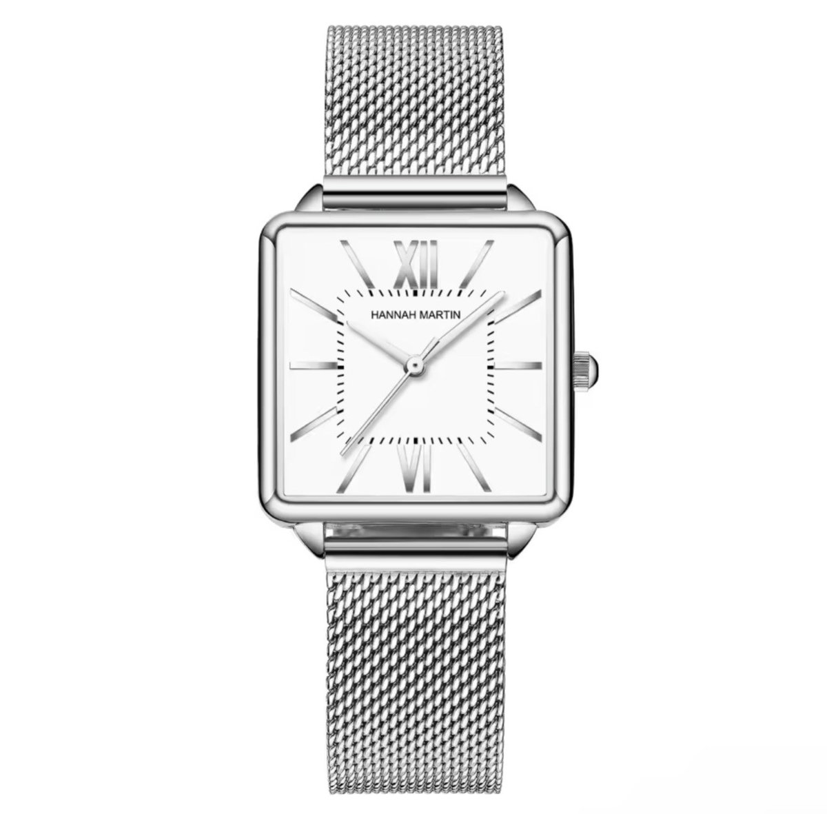 Hannah Martin Elegante Horloge Vierkant | Zilverkleurig | Wit Wijzerplaat | Dames Horloges | Elegante Horloges | Horloges 2025 | Cadeau | Dames Sieraden |