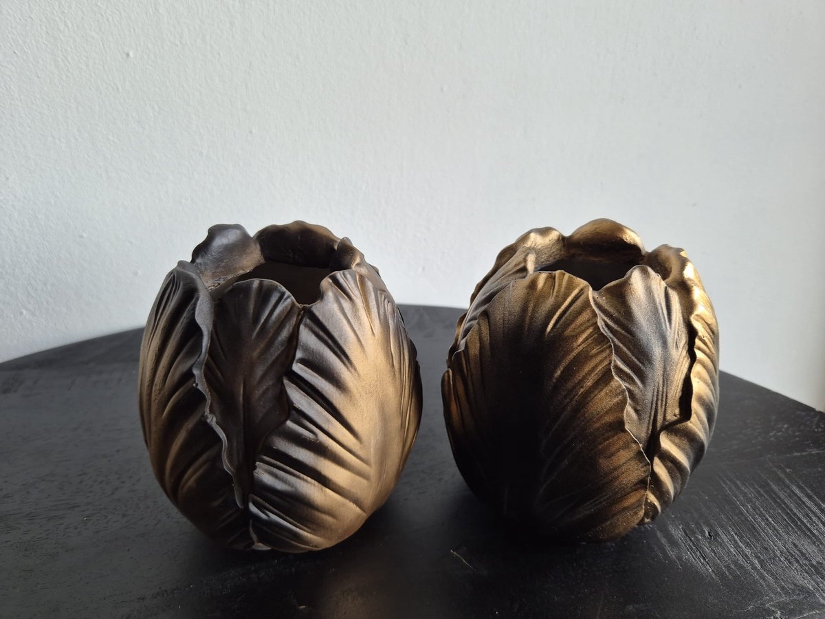 Daan-Kromhout Vaas Toulon zwart/goud 12 cm 2 assorti