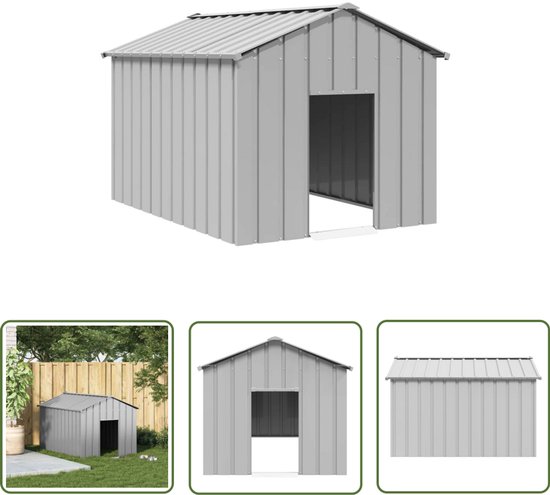 The Living Store Hondenhok met dak 113x153x101 cm gegalvaniseerd staal - Hond Hok - Hondenverblijf - Hondenhuis - Dierenverblijf - Buitendog Shelter