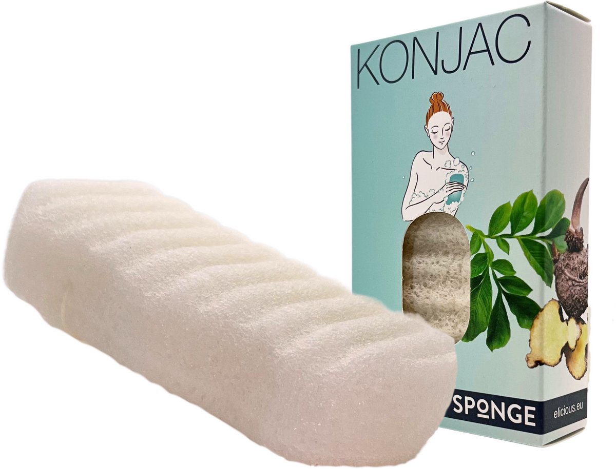 Elicious® - Konjac Spons - Badspons - Anti Rimpel - Collageen - Douche - Bad - Huidreiniging - Natuurlijk - Plasticvrij - Vegan - Dierproefvrij