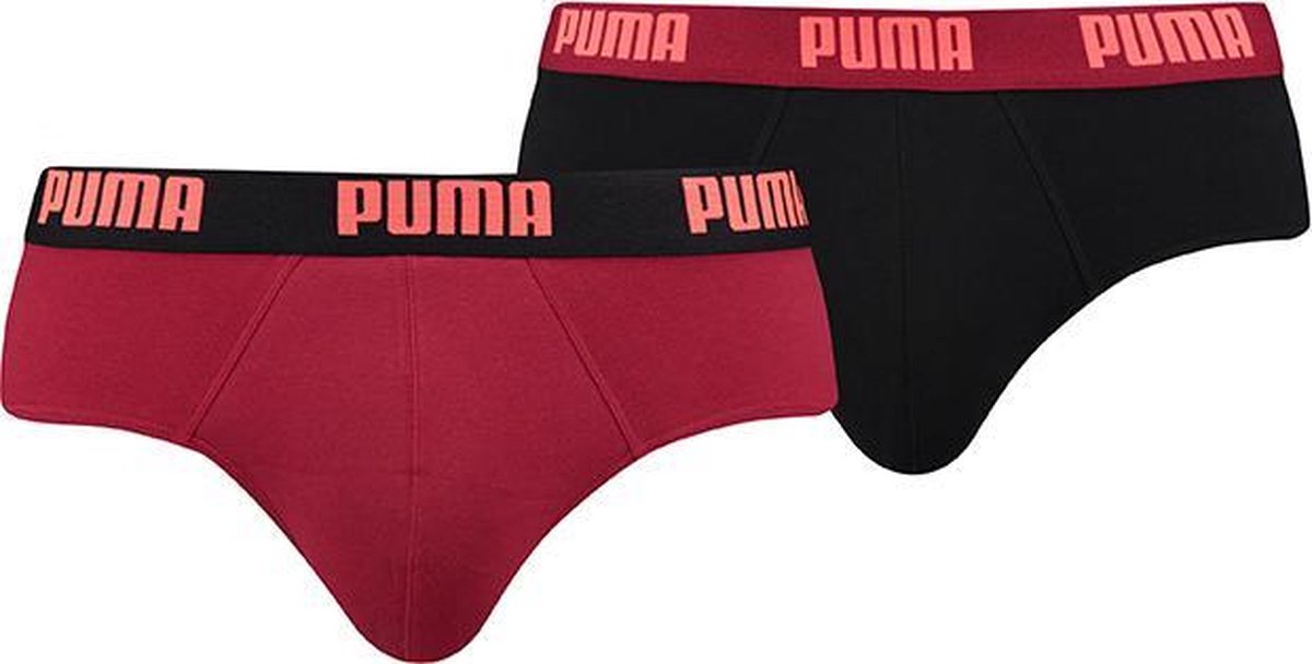Puma Heren 2Pack Basis Brief Slips Rood Zwart M