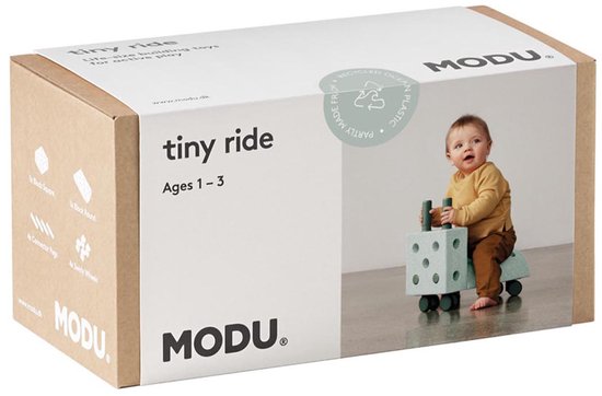 Modu Activity toy Tiny Ride - Loopwagen baby -Loopauto - Looptrainer - Open ended speelgoed - Blokken - Ocean Mint / Forest Green van Modu — afbeelding 4