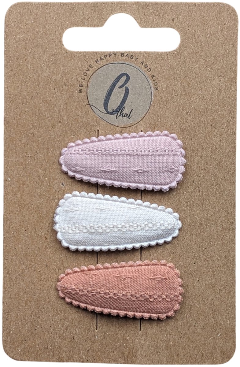 Ootje kadootje Spring Haarclip - Dusty Roze / Ivoor/ Clay – 3 Stuks