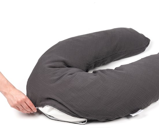 Doomoo Basics Comfy Big - Voedingskussen - Biokatoen - 190cm - Tetra Grey van Doomoo — afbeelding 3