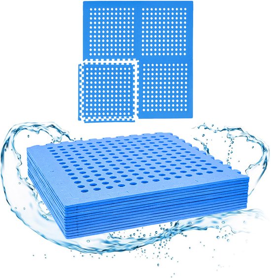 Meisterhome - Zwembadtegels 1 cm dik - 9 stuks - 2.25m² - Gras bescherming - Ondertegels - Ondervloer - Foam tegels - Matten - Puzzelmat voor zwembad - zwembadtegels
