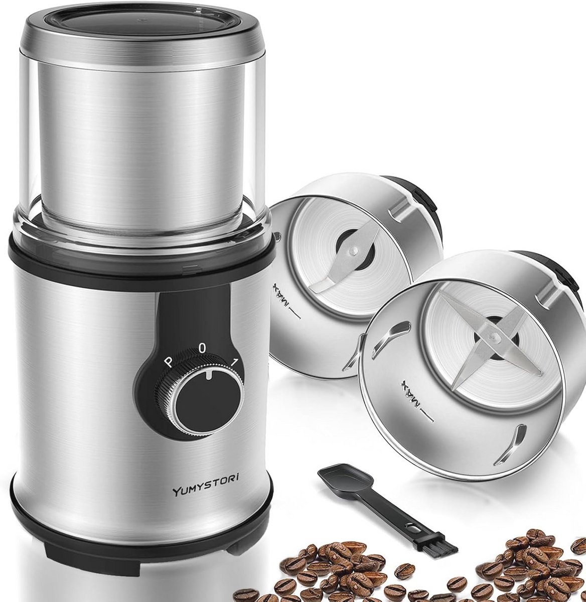 Elektrische Koffiemolen 350W met Roestvrij Stalen Maalschalen - Voor Koffiebonen, Noten, Specerijen en Meer