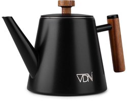 RVS Theepot Dubbelwandig met Filter - Zwarte Theekan 1 Liter - 904 - VDN