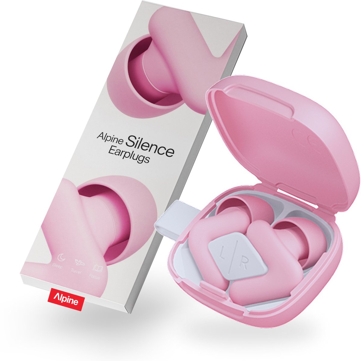Goedkoopste Alpine Silence Oordoppen - Oordoppen slapen - Vlieg oordoppen - voor Slapen, Focus & Reizen - Comfortabele, Herbruikbare Gehoorbescherming - Nauwsluitende V-vorm & Zachte Ovale Tips – 4 Maten XS/S/M/L – Tot 25dB Geluidsdemping – Roze