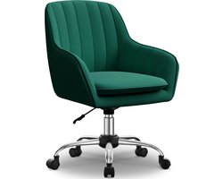 Hiaonyx Bureaustoel-Ergonomische bureaustoel-bureaustoelen voor volwassenen-Dubbel gelaagd zitkussen-360 graden draaibaar-Metalen onderstel-Donkergroen