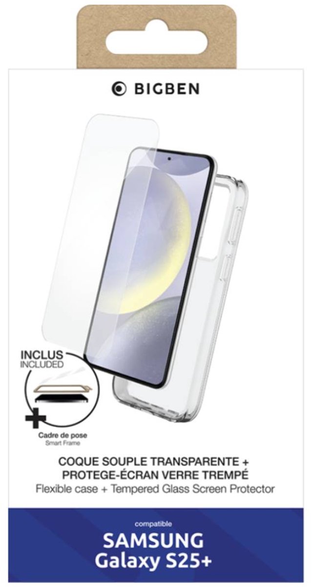 Bigben Connected, Geschikt voor Samsung Galaxy S25 Plus 2 in 1 Zachte Beschermingspakket, Transparant