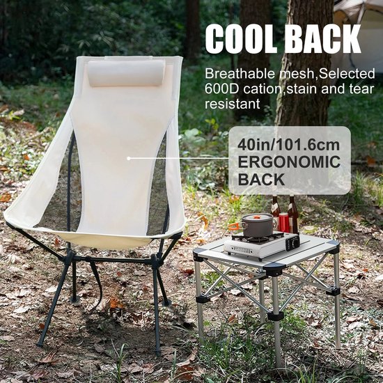 Rumi Campingstoel - vouwstoel 7 standen - Comfortabele Kampeerstoel - Ligstand - Inklapbare stoel - Klapstoel - Zwart vouwstoel - vouwstoel 120 kg draagvermogen - Aluminium frame met duurzame stof - Sterke vouwstoel — afbeelding 3