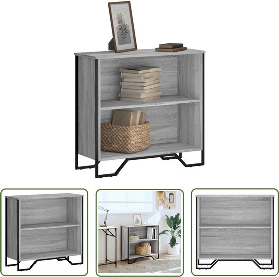 Boekenkast 40x33x70,5 cm hout en staal grijs sonoma
