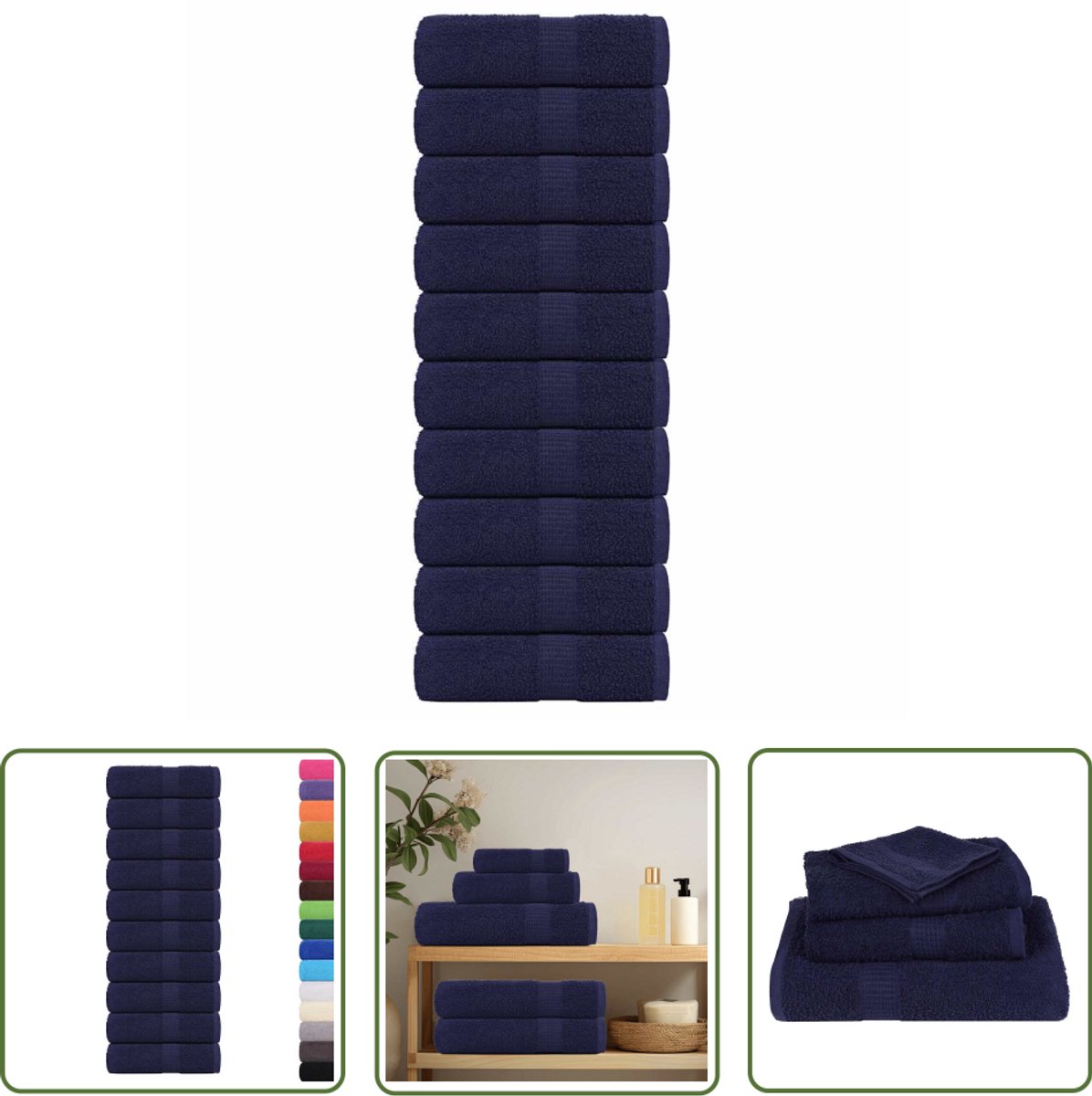 The Living Store Gastendoekjes 10 st 30x50 cm 360 g/m² 100% katoen marineblauw - Gastendoekjes - Handdoeken Set - Keukenhanddoeken - Badkamerhanddoeken - Katoenen Handdoeken