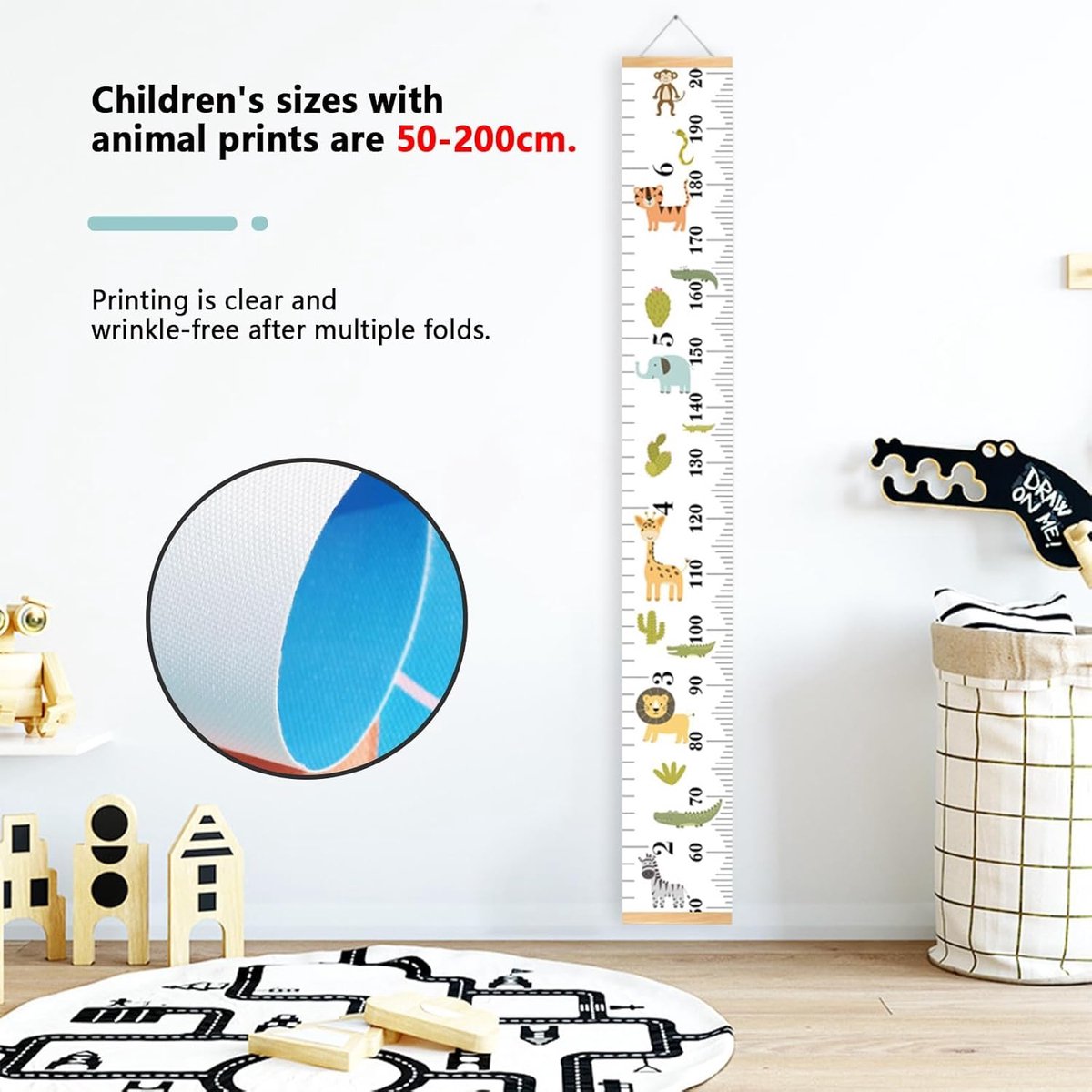 Groeimeter Hout & Dieren - Kinderkamer decoratie | Babykamer accessoires | Wanddecoratie | Kraamcadeau | Kinderkamer decoratie