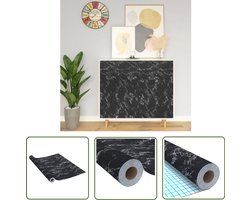 vidaXL Pvc Folie - Meubelfolie - Meubelfolie zelfklevend 500x90 cm PVC steenzwart - Zwart Folie - Wanddecoratie - Meubelrenovatie