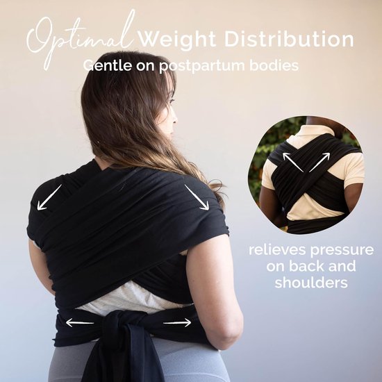 Baby Wrap Carrier - Originele Baby Draagdoek, Baby Sling voor Pasgeborenen - Baby Draag Essentials - Newborn Wrap Swaddle Holder, Newborn tot Peuter Baby Sling - zwart van CuddleBug — afbeelding 2