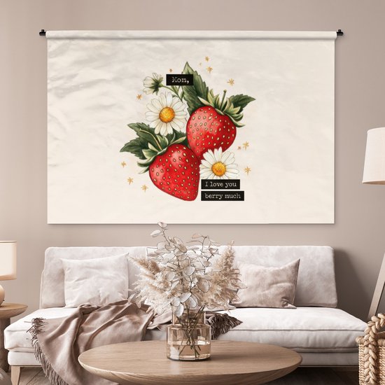 Tapisserie murale 180x120 cm - Fraises - Marguerites - Citation - Étoiles - Tapisseries