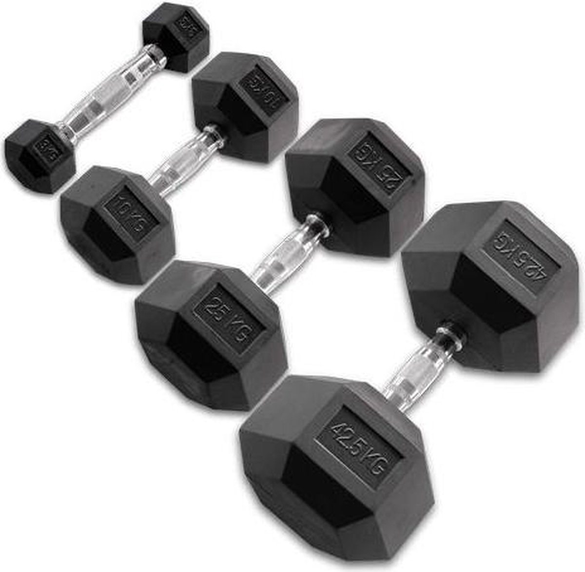 Body-Solid Hexagon Rubber Dumbbell - per Paar 27.5 KG Paar