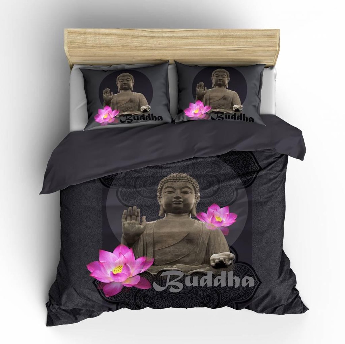 Zeeanemoon plastic Viool Nightlife Dekbedovertrek Buddha - Antraciet - Lits-jumeaux (240x200/220 cm)  | bol.com