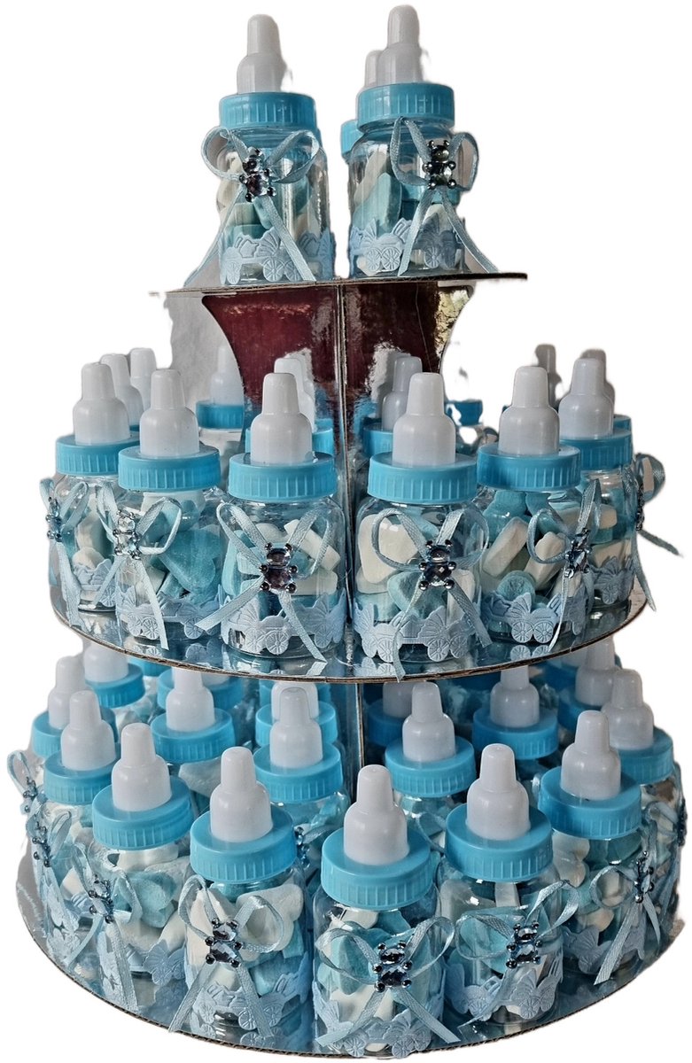 petitmerci Babyshower bedankjes - Blauwe papflesjes met snoephartjes - 48 stuks