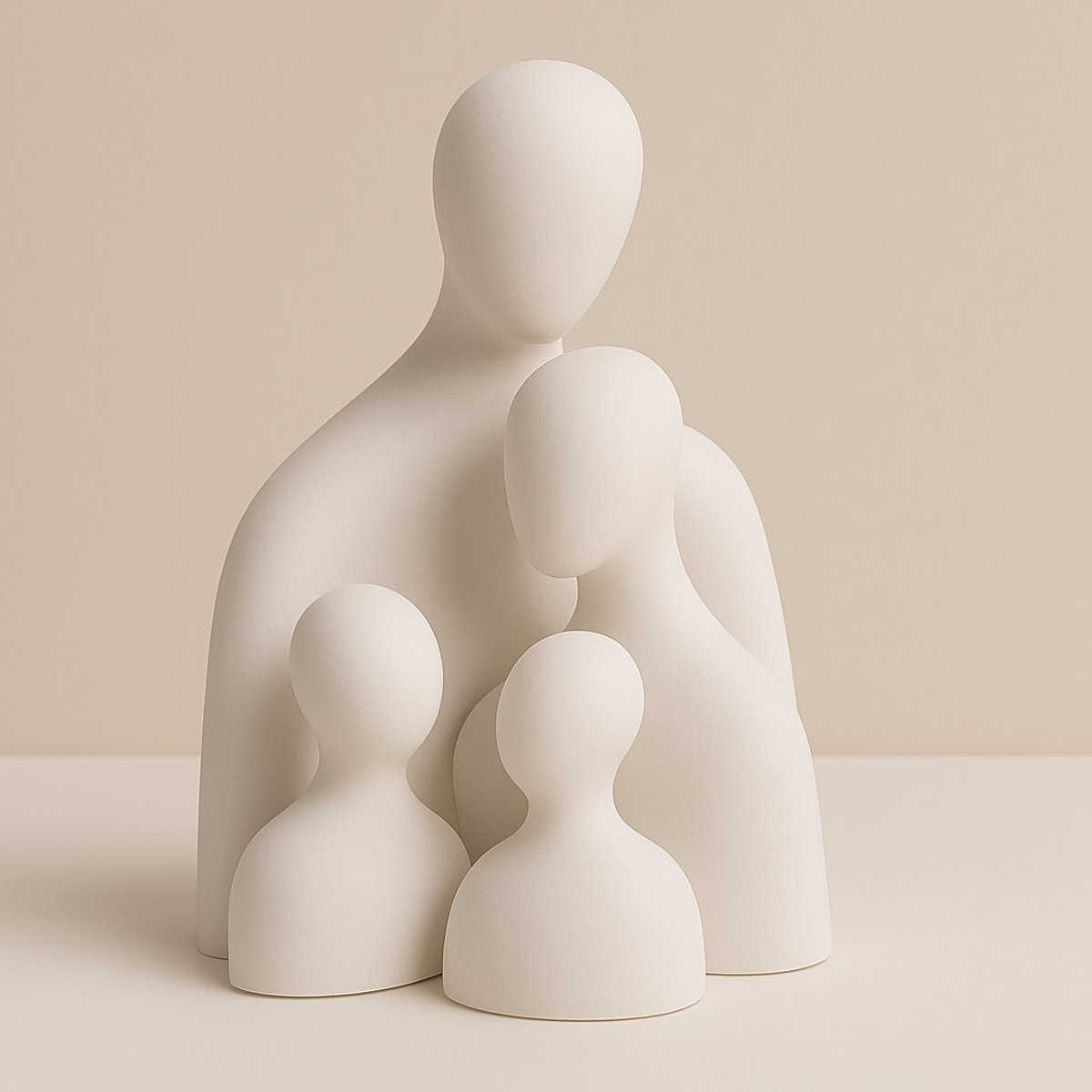 MCH Homeware - Beeldjes - Asruimte in groot beeldje - Mini urn met vulsetje - Gedenkbeeldjes - Gedenkartikelen - Familie - Gezin - Ouders - Kinderen - Offwhite