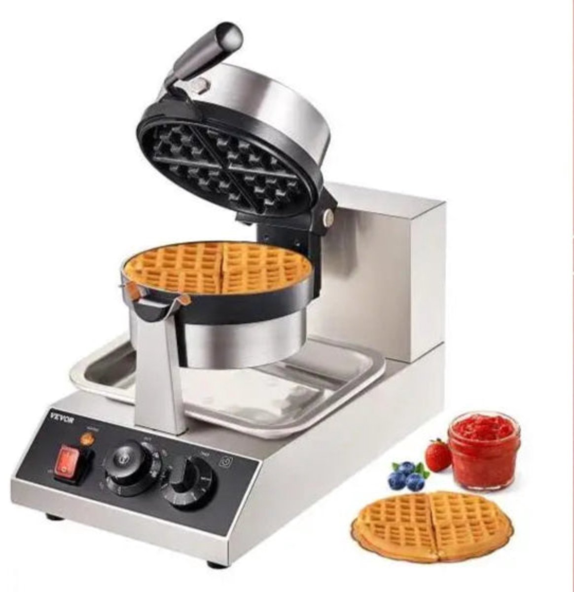 Wafelijzer - Wafelmaker - Ronde Wafelmaker - Wafelmix - Poffertjesmaker - Poffertjespan - Poffertjespan Inductie - Poffertjespan Elektrisch - met Teflon-Coating en RVS Behuizing