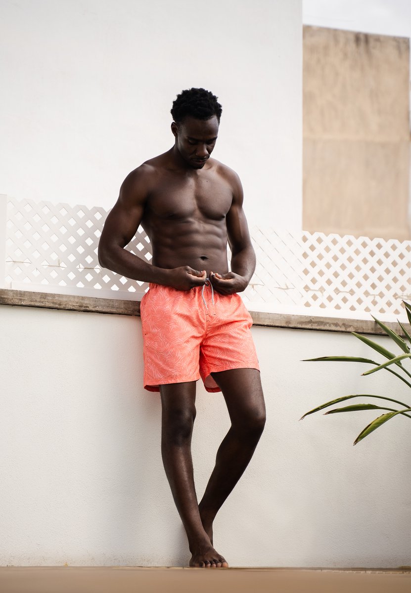 Happy Shorts Heren Zwemshort Palmbladeren Oranje Print — afbeelding 5