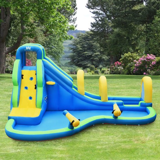 Opblaasbaar Springkasteel Met Blower Slide Zwembad Klimmuur Trampoline
