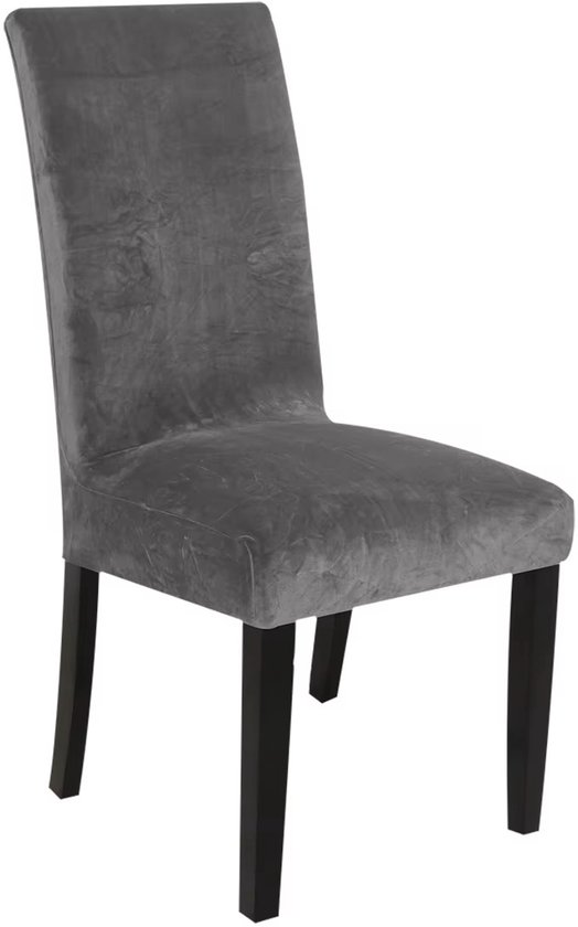 Housse de chaise Hilvard - Housses de siège de chaise de salle à manger - Velours - Stretch - Grijs