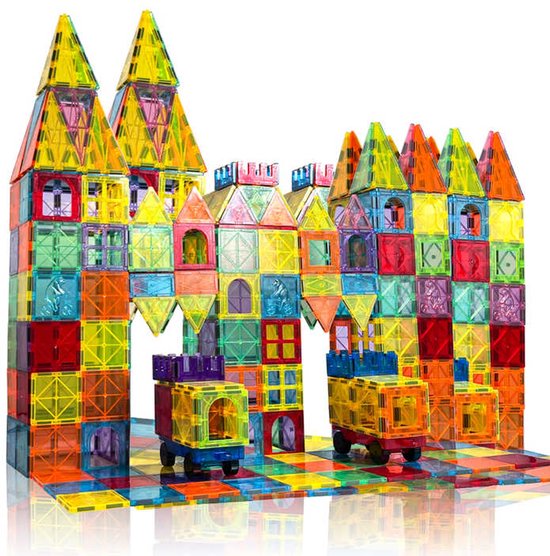 BOECK - Magnetic Tiles - Constructie speelgoed - Magnetische tegels - Montessori speelgoed - Magnetic toys - Magnetische bouwstenen - 100 stuks - Speelgoed Kinderen - Trendy nu - Duurzaam