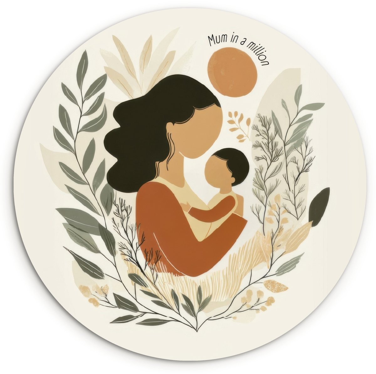 WallCircle Wandcirkel 30x30 cm - Muurcirkel Illustratie - Quote - Moeder - Muurdecoratie woonkamer - Wanddecoratie slaapkamer - Kamer decoratie accessoires - Ronde schilderijen Moeder - Illustratie - Tekst