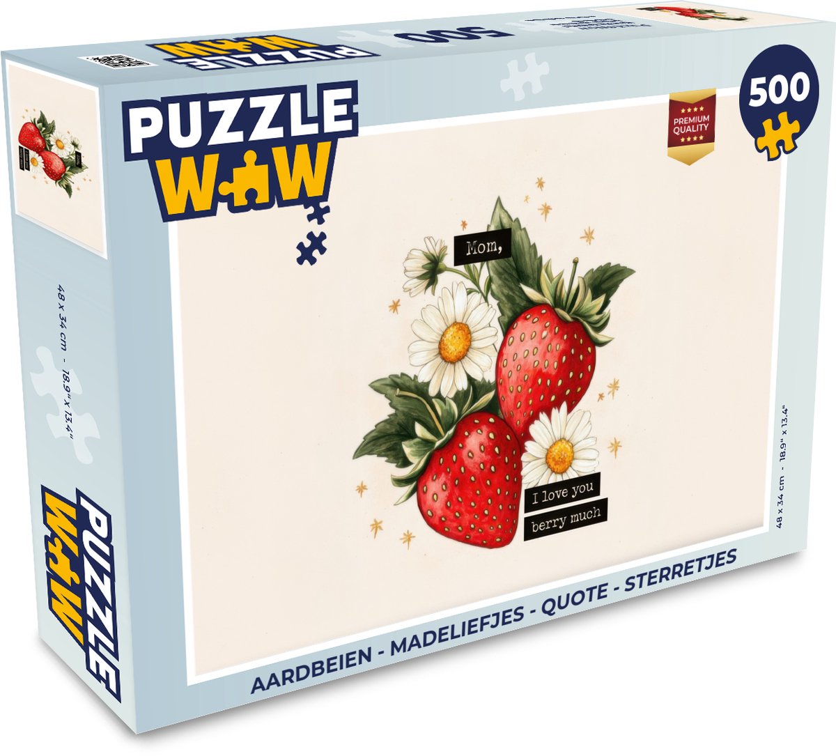 Puzzel Aardbeien - Madeliefjes - Quote - Sterretjes - Legpuzzel - Puzzel 500 stukjes