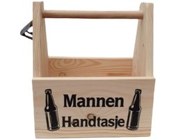 Houten krat - handtasje voor mannen - bierflessenhouder - bieropener handgemaakt