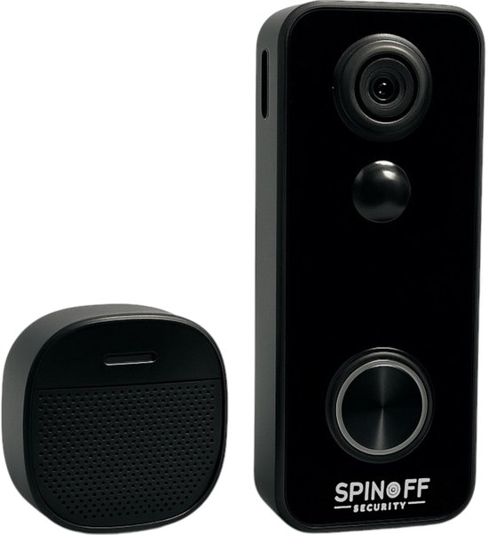Spinoff Security® - Slimme Draadloze 2K Video Deurbel met Camera - Zonder Abonnement - Incl. 32GB SD Kaart - Draadloze Gong - 180º Lens