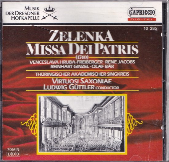 CD-hoes van Zelenka's Missa Dei Patris met een tekening van een kerkinterieur.