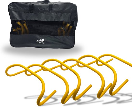 AJ-Sports Voetbal Hordes 15cm - 6 Stuks - Horden & Pionnen - Inclusief draagtas - Mini Horden - Geel