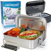 Rogi Broodtrommel - Lunchbox - Brooddoos - Inclusief Koeltas - Bento Box RVS - Lunch - 1400ML