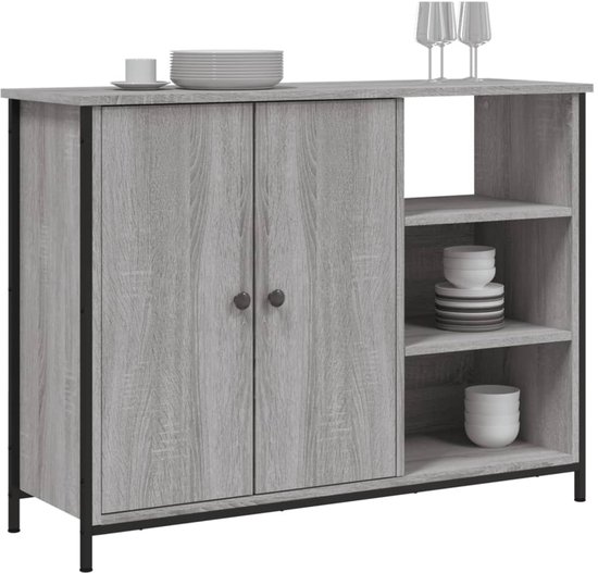 vidaXL Buffet - Buffets - Meuble de rangement - Armoire murale - Buffet 100x33x75 cm bois travaillé gris sonoma