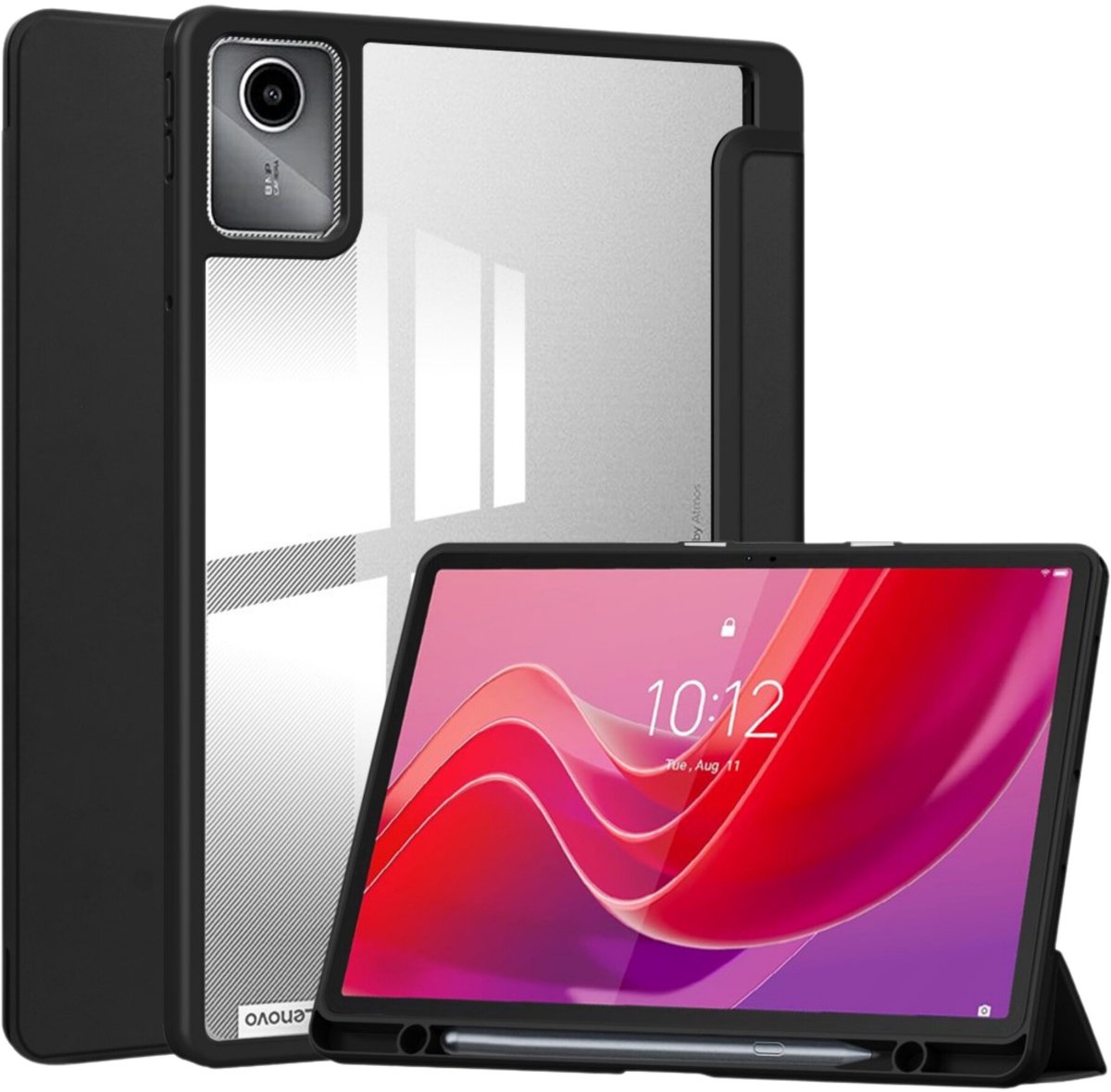 Lunso Geschikt voor Lenovo Tab M11 - Luxe Acrylic Tri-Fold Bookcase hoes - Zwart